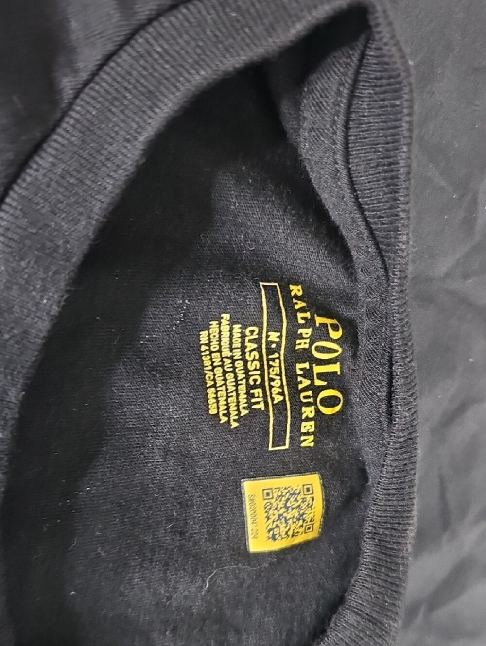 Polo Ralph Lauren Black T-Shirt with Yellow Interior Label - Picture 2 of 4